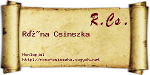 Róna Csinszka névjegykártya